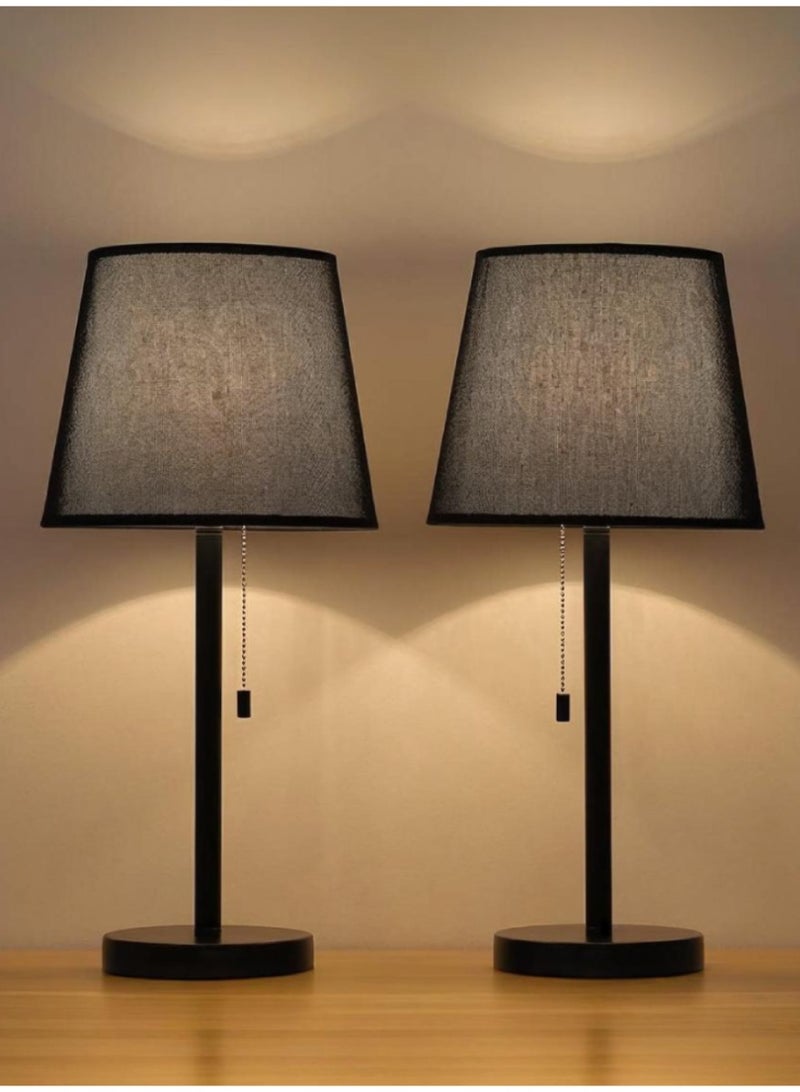 شو وو مجموعة مصابيح طاولة جانبية بجانب السرير (2 قطع)، مصابيح مكتبية عصرية لغرفة النوم وغرفة المعيشة - Image 1